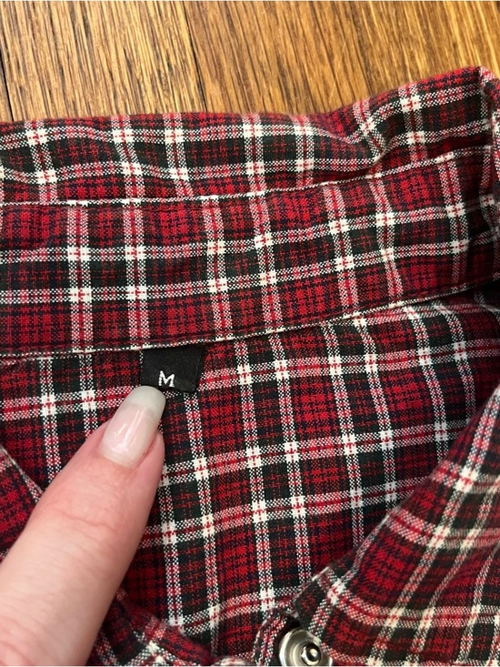 Women’s western Pearl snap plaid lace top shirt M - Picture 4 of 7